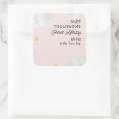 Baby's First Library Buchzeichen Rosa Wolken Quadratischer Aufkleber (Tasche)