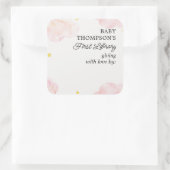 Baby's First Library Buchzeichen Rosa Wolken Quadratischer Aufkleber (Tasche)