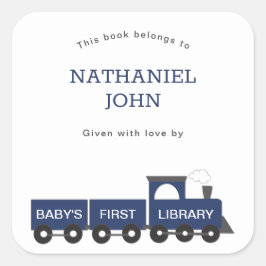 Baby's First Library Train Boy Buchzeichen Quadratischer Aufkleber