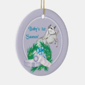 Baby's First Saanen Goat Personalisiert Holiday Or Keramik Ornament (Rechts)