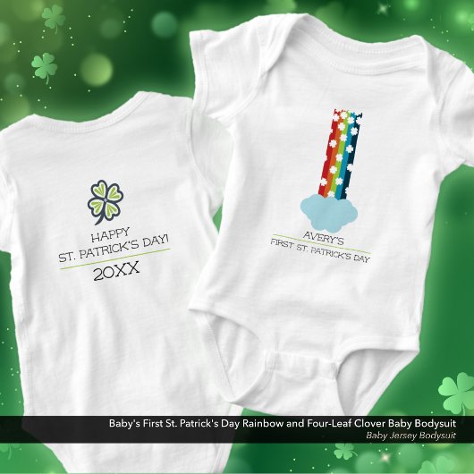Baby's First St. Patrick's Day Rainbow Clover Baby Strampler