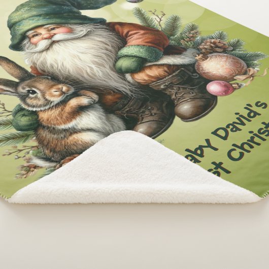 Baby's First Vater Green Gnome and Rabbit Sherpadecke (3/4)