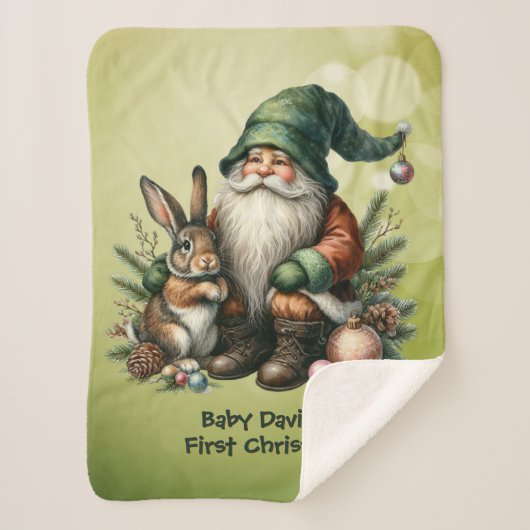 Baby's First Vater Green Gnome and Rabbit Sherpadecke (Vorderseite)
