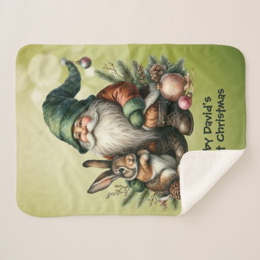 Baby's First Vater Green Gnome and Rabbit Sherpadecke (Vorderseite (Horizontal))