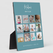 Baby's First Year Foto Collage Birth Stats Blue Fotoplatte (Seite)