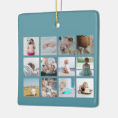 Baby's First Year Foto Collage Birth Stats Blue Keramikornament (Links)