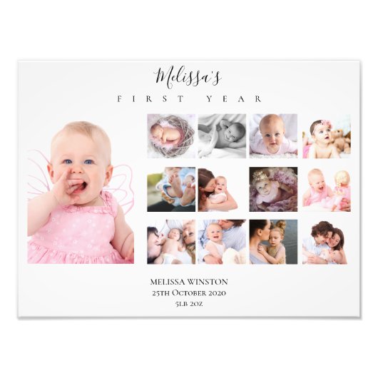 Baby's First Year Foto Collage Keepake (Vorne)