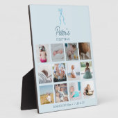 Baby's First Year Fotos Birth Stats Blue Bow Fotoplatte (Seite)