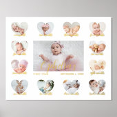 Baby's First Year Heart Foto Keepake Collage Foliendrucke (Vorderseite)