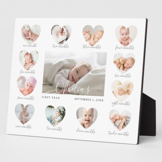 Baby's First Year Heart Foto Keepake Collage Fotoplatte (Seite)