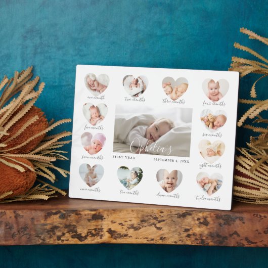 Baby's First Year Heart Foto Keepake Collage Fotoplatte (Seite)