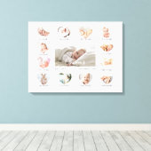 Baby's First Year Heart Foto Keepake Collage Leinwanddruck (Insitu (Holzboden))