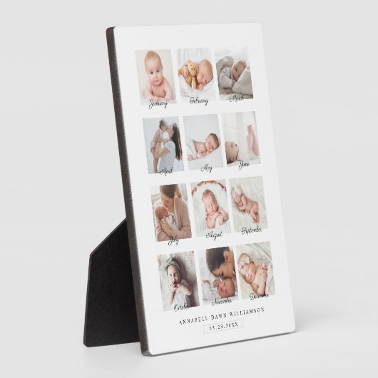 Baby's First Year Monthly Foto Collage Keepake Fotoplatte (Seite)