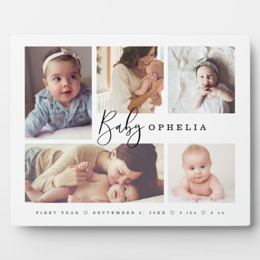 Baby's First Year Neugeborenen Foto Collage Keepak Fotoplatte (Vorderseite)