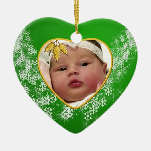 Baby's Foto Keepake Weihnachtsdekoration Keramik Ornament (Vorne)
