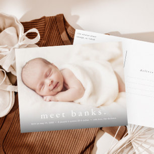 Babys Foto moderner Name Geburtsanzeige Postkarte