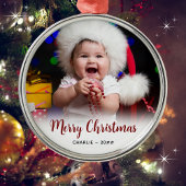 Baby's Foto und Text Christmas Keepake Ornament Aus Metall