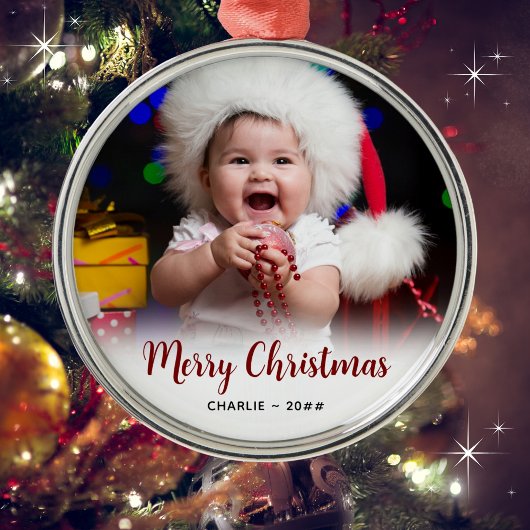 Baby's Foto und Text Christmas Keepake Ornament Aus Metall