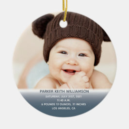 Babys Geburtsstunde 1. Weihnachtsblauer Foto Keramik Ornament