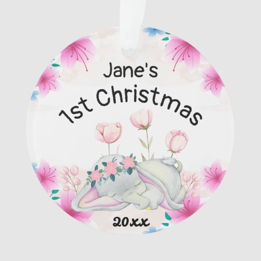 Baby's Girl First Christmas 2023 Personalisiert Ornament (Vorderseite)