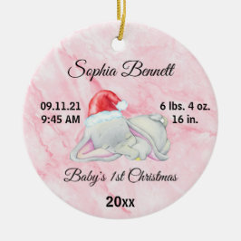 Baby's Girl First Christmas Elephant Custom Foto Keramik Ornament