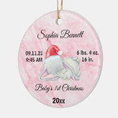 Baby's Girl First Christmas Elephant Custom Foto Keramik Ornament (Links)
