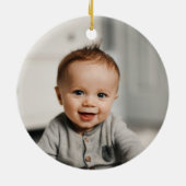 Baby's Girl First Christmas Elephant Custom Foto Keramik Ornament (Hinten)