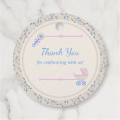 Baby's Grace Blue and Pink Baby Dusche Geschenkanhänger (Rückseite)