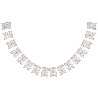 Baby's Grace Blue and Pink Striping Baby Dusche Wimpelkette