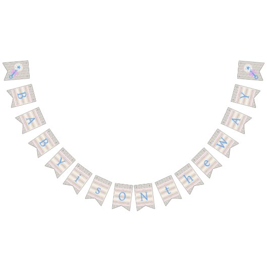 Baby's Grace Blue and Pink Striping Baby Dusche Wimpelkette (Alle)