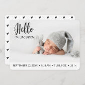 Babys Hello überlagert Foto modern minimalistisch Ankündigung (Vorne/Hinten)