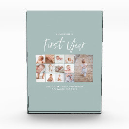 Babys im ersten Jahr Foto Collage Skript blau