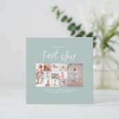 Babys im ersten Jahr Foto Collage Skript blau (Stehend Vorderseite)