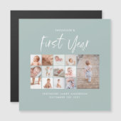 Babys im ersten Jahr Foto Collage Skript blau Magnetkarte (Vorne/Hinten)