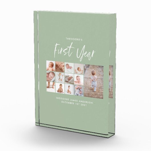 Babys im ersten Jahr Foto Collage Skript grün (Rechts)