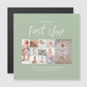 Babys im ersten Jahr Foto Collage Skript grün Magnetkarte (Vorne/Hinten)