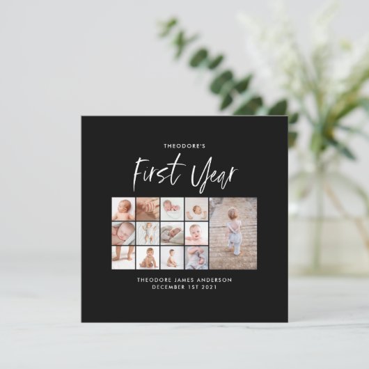 Babys im ersten Jahr Foto Collage Skript monochrom (Stehend Vorderseite)