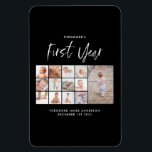 Babys im ersten Jahr Foto Collage Skript monochrom Magnet<br><div class="desc">Babys im ersten Jahr Foto Collage Skript Schwarz-Weiß moderne zeitgenössische erste Geburtstag oder Weihnachten Wohngestaltung Geschenk.</div>