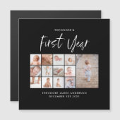 Babys im ersten Jahr Foto Collage Skript monochrom Magnetkarte (Vorne/Hinten)