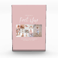Babys im ersten Jahr Foto Collage Skript rosa