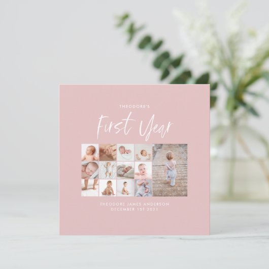 Babys im ersten Jahr Foto Collage Skript rosa (Stehend Vorderseite)