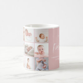 Babys im ersten Jahr Foto Collage Skript rosa mädc Kaffeetasse