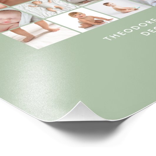 Babys im ersten Jahr Foto Collage Skript sage grün (Ecke)