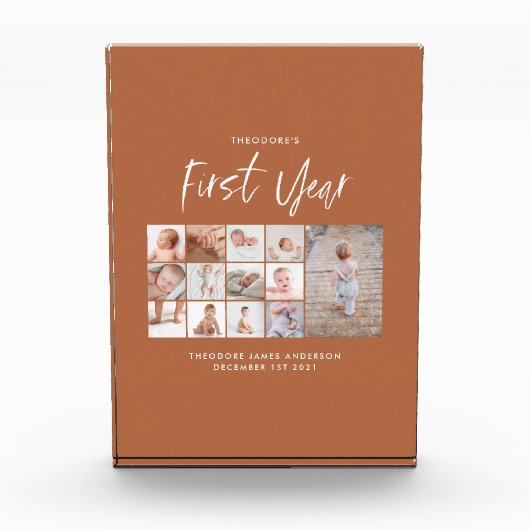 Babys im ersten Jahr Foto Collage Skript Terracott (Vorderseite)