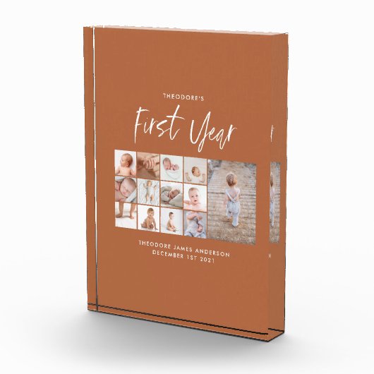 Babys im ersten Jahr Foto Collage Skript Terracott (Rechts)