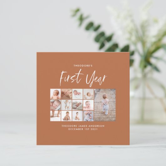 Babys im ersten Jahr Foto Collage Skript Terracott (Stehend Vorderseite)