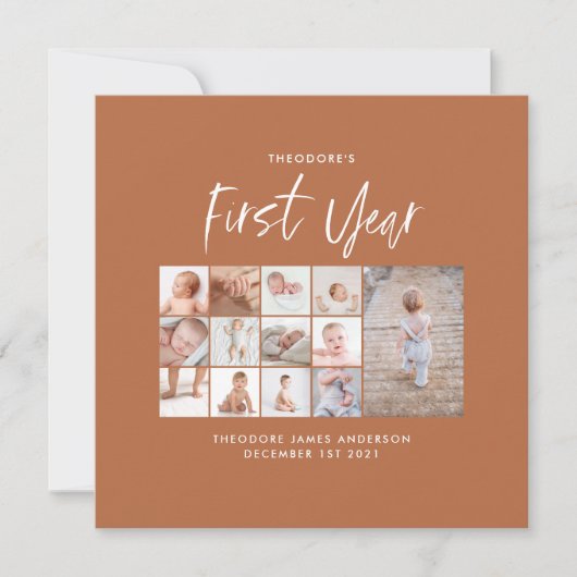 Babys im ersten Jahr Foto Collage Skript Terracott (Vorderseite)