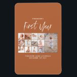 Babys im ersten Jahr Foto Collage Skript Terracott Magnet<br><div class="desc">Babys im ersten Jahr Foto Collage Skript terracotta modernen zeitgenössischen ersten Geburtstag oder Weihnachten Wohngestaltung Geschenk.</div>