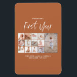 Babys im ersten Jahr Foto Collage Skript Terracott Magnet<br><div class="desc">Babys im ersten Jahr Foto Collage Skript terracotta modernen zeitgenössischen ersten Geburtstag oder Weihnachten Wohngestaltung Geschenk.</div>