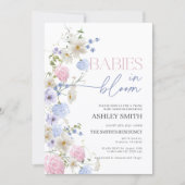 Babys im Rahmen einer Blüteneinladung | Twins Baby Einladung (Vorderseite)